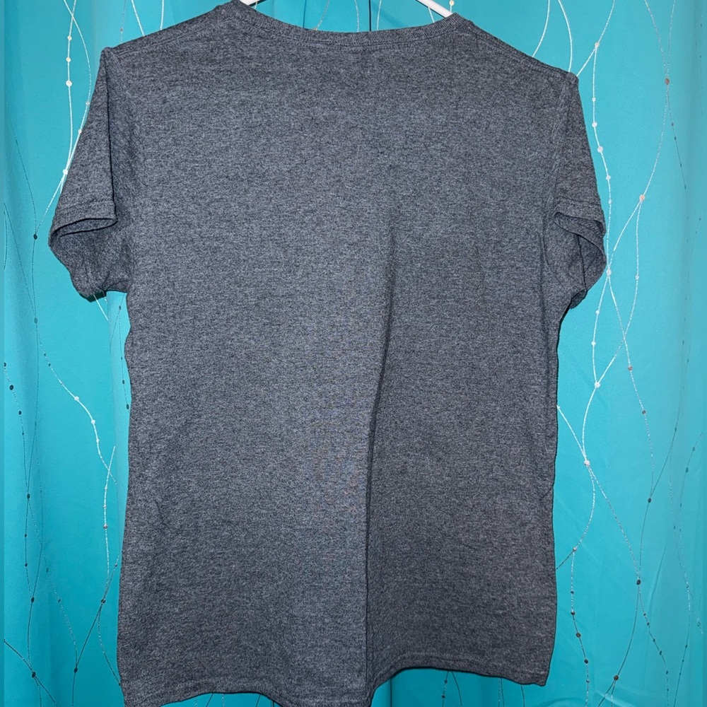Gildan Charcoal Tee with Pink and Purple Dog Design - Picture 4 of 4